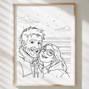 Quadro Retrato Line Art Personalizado